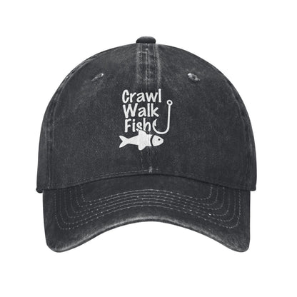 Crawl Walk Fish Printed unisex baseball cap outdoor hats adjustable cap trucker gift hat