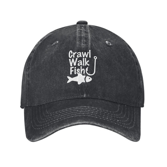 Crawl Walk Fish Printed unisex baseball cap outdoor hats adjustable cap trucker gift hat