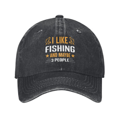 LIKE FISHING AND MAYBE 3 PEOPLE Printed unisex baseball cap adjustable cap outdoor sun hats trucker hat