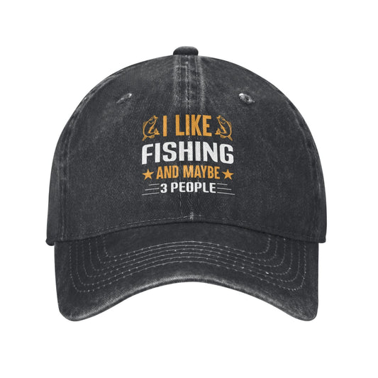 LIKE FISHING AND MAYBE 3 PEOPLE Printed unisex baseball cap adjustable cap outdoor sun hats trucker hat