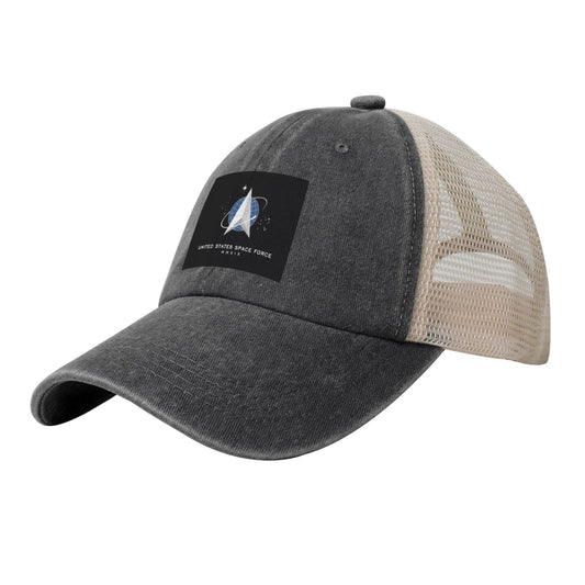 Flag Of The United States Space Force Printed unisex baseball cap adjustable grid baseball cap veteran gift