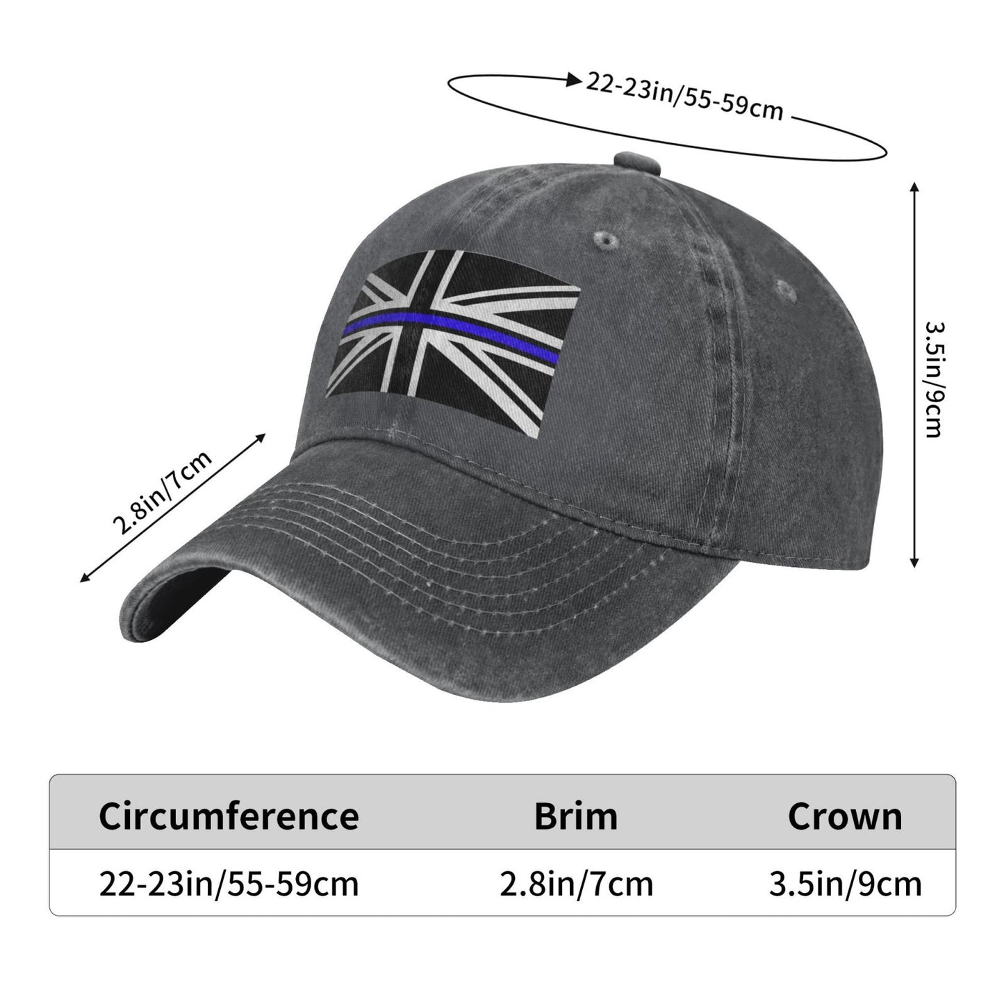 Police Thin Blue Line Union Jack Printed unisex baseball cap adjustable cap outdoor sun hats trucker hat