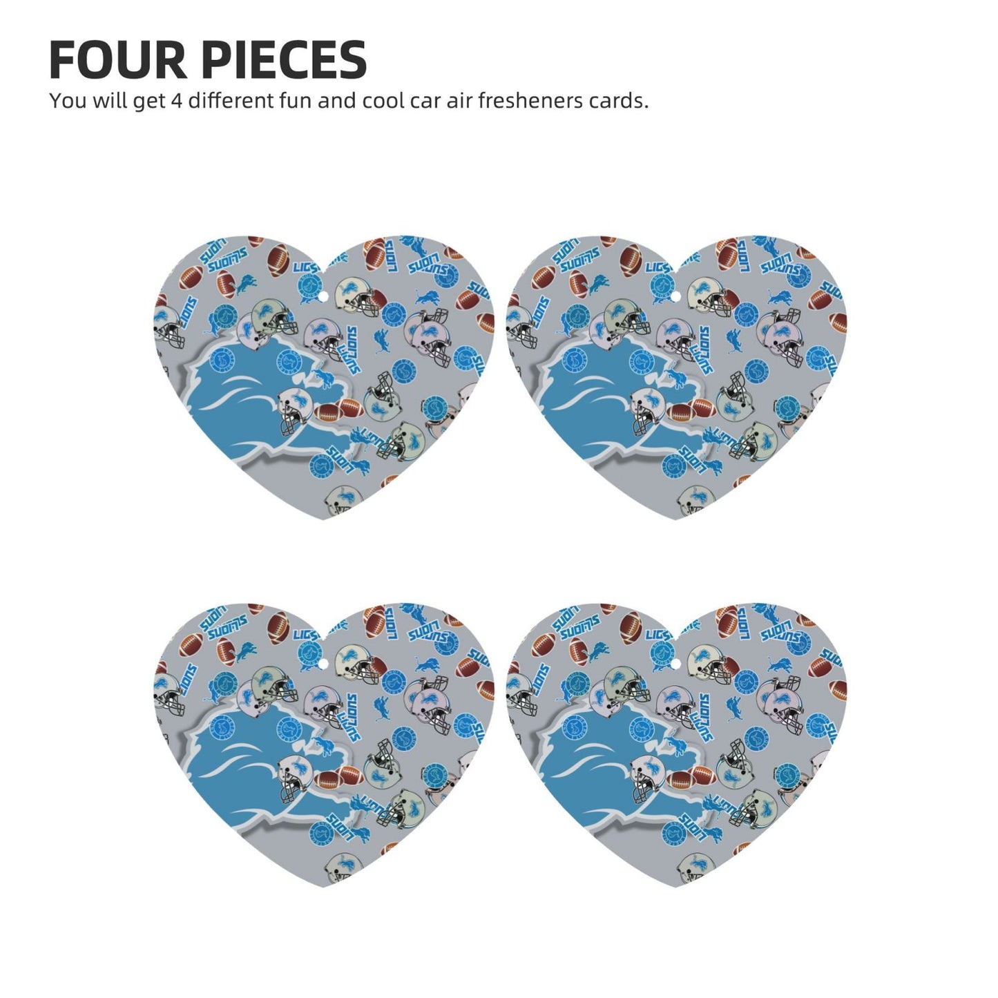 4-pcs Detroit Lions Car Air Fresheners Cards Set car aromatherapy tablets