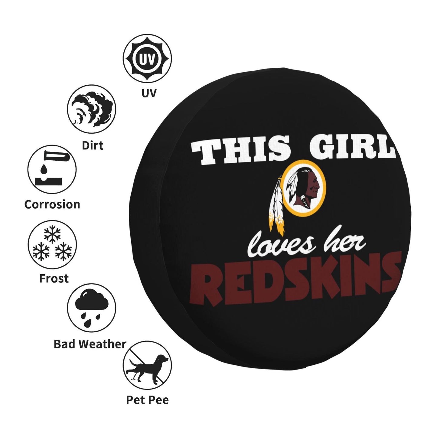 Washington Redskins Printing wheel dust cover black background car tire cover