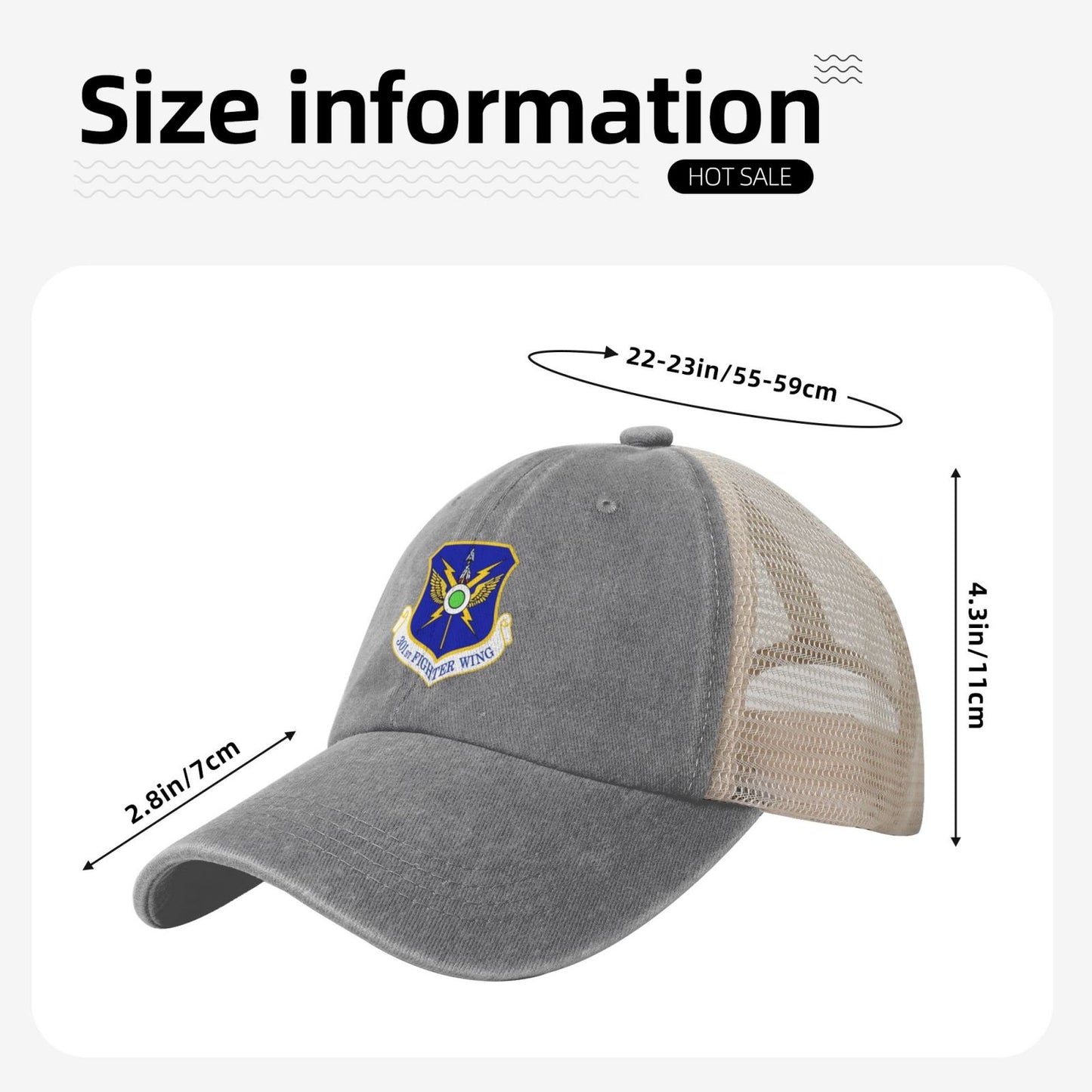 USAF-301st Fighter Wing Printed unisex baseball cap adjustable grid baseball cap veteran gift