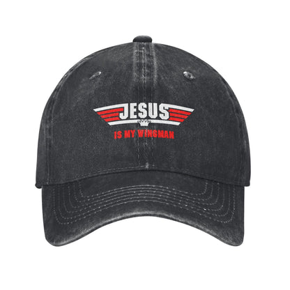 Jesus Christ IS My Wingman Printed unisex baseball cap adjustable cap outdoor hats trucker gift hat
