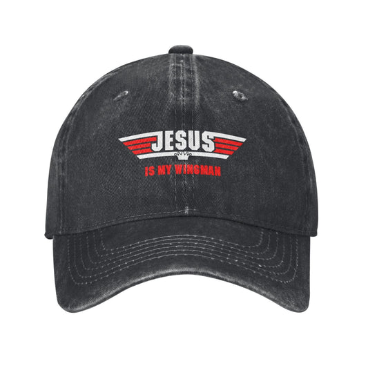 Jesus Christ IS My Wingman Printed unisex baseball cap adjustable cap outdoor hats trucker gift hat