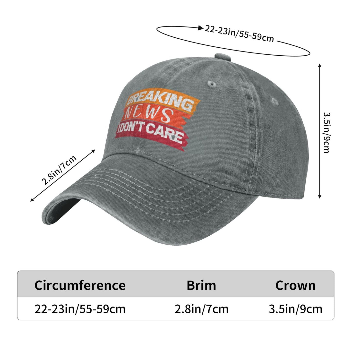 Breaking News I Don't Care(2) Printed unisex baseball cap adjustable cap outdoor sun hats trucker hat