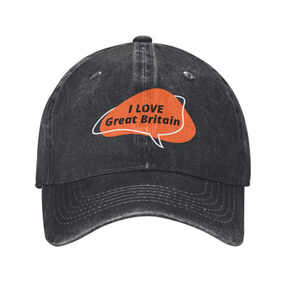 I Love The UK In An Orange Bubble Printed unisex baseball cap adjustable cap outdoor sun hats trucker hat