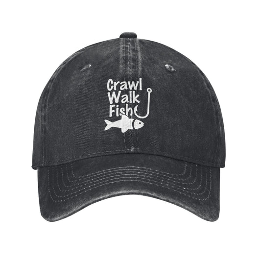 Crawl Walk Fish Printed unisex baseball cap adjustable cap outdoor sun hats trucker hat