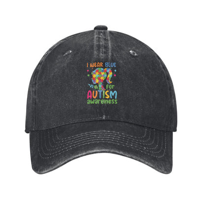 I Wear Blue For Autism Awareness Printed unisex baseball cap adjustable cap outdoor trucker hat veterans Gifts