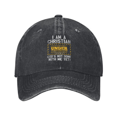 I Am A Christian Under Construction Printed unisex baseball cap adjustable cap outdoor sun hats trucker hat