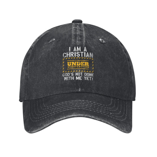 I Am A Christian Under Construction Printed unisex baseball cap adjustable cap outdoor sun hats trucker hat