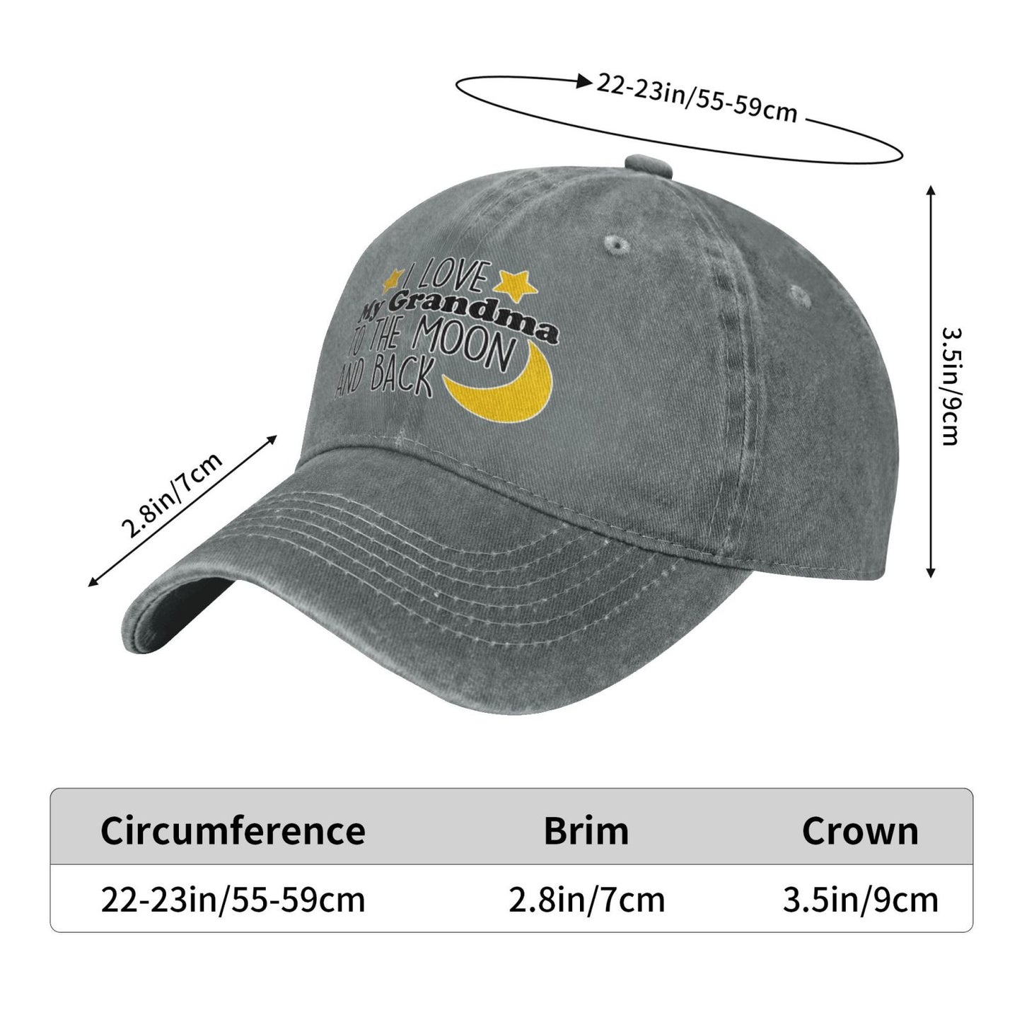 Love My Grandma TO THE MOON AND BACK Printed unisex baseball cap adjustable cap outdoor hats trucker gift hat