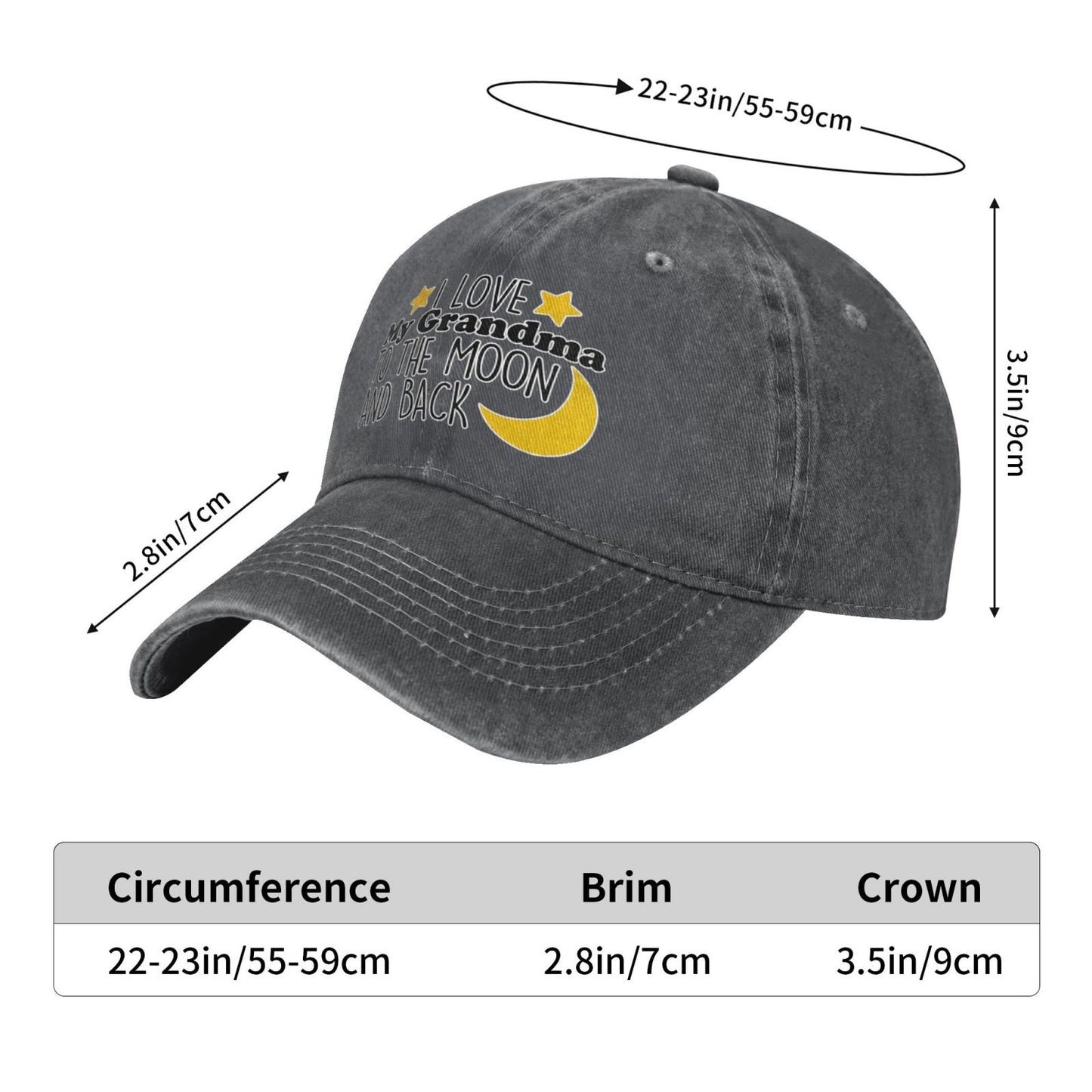 Love My Grandma TO THE MOON AND BACK Printed unisex baseball cap adjustable cap outdoor sun hats trucker hat