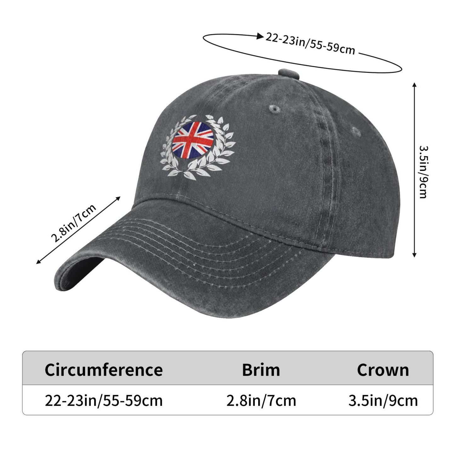 Great Britain British Flag Banner Laurel Wreath Printed unisex baseball cap adjustable cap outdoor sun hats trucker hat