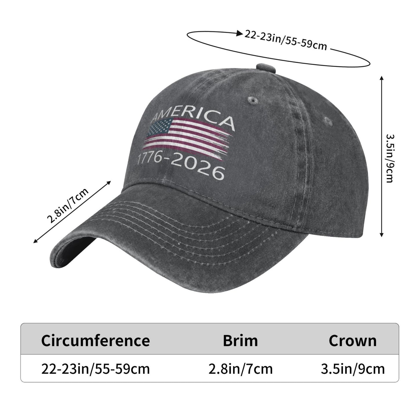 America 1776–2026(2) Printed unisex baseball cap outdoor hats adjustable cap trucker gift hat