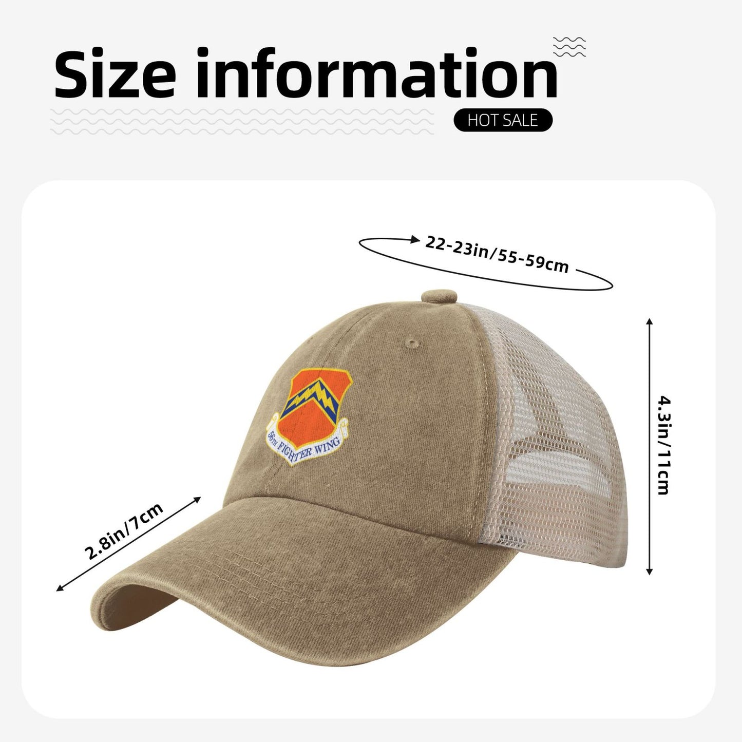 56th Fighter Wing Printed unisex baseball cap adjustable grid baseball cap veteran gift