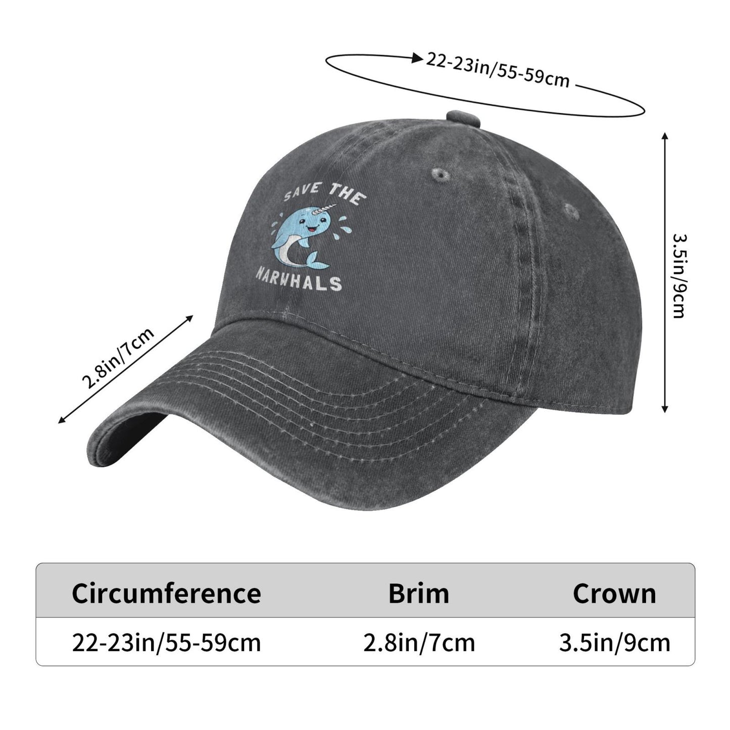 Save The Narwhals Printed unisex baseball cap adjustable cap outdoor sun hats trucker hat
