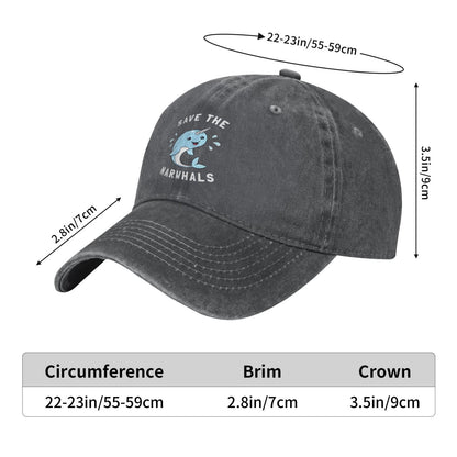 Save The Narwhals Printed unisex baseball cap adjustable cap outdoor sun hats trucker hat
