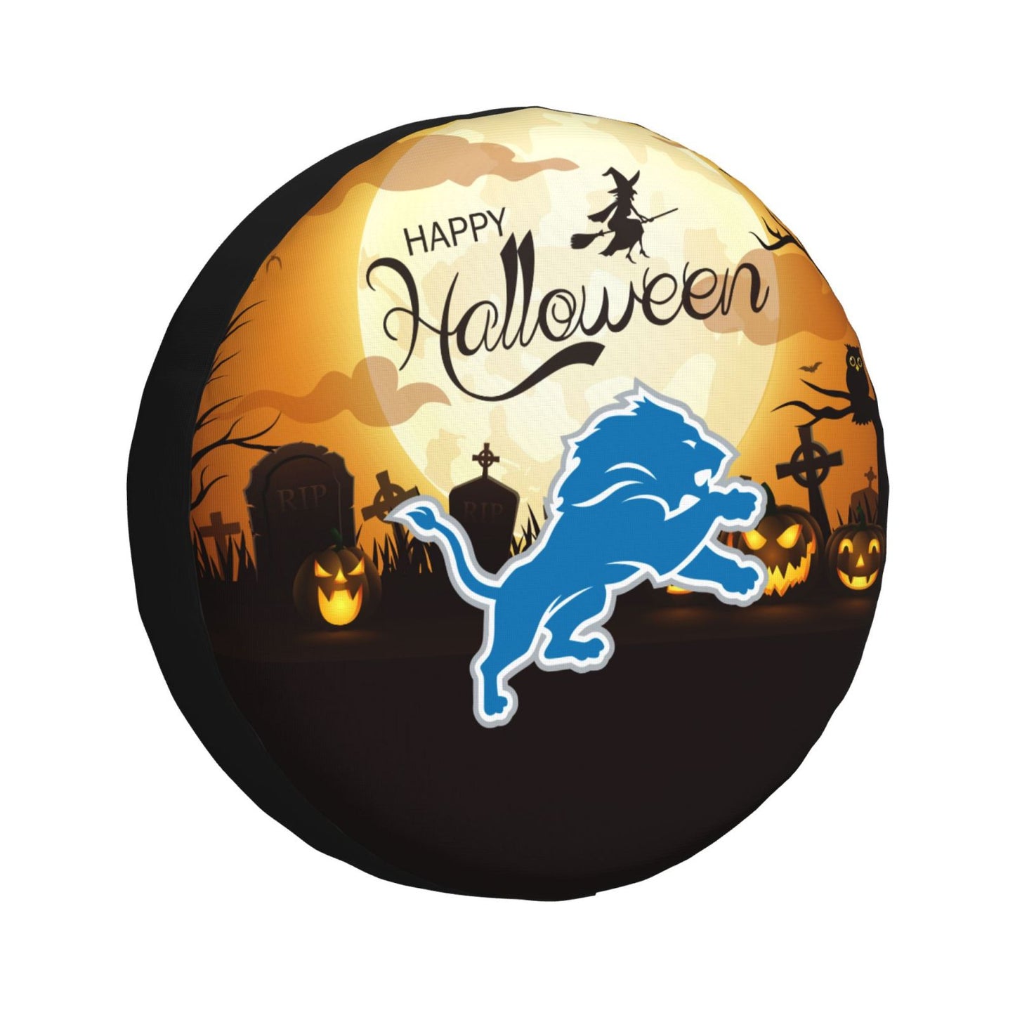 Detroit Lions Print Halloween background printed tire dust cover car tire cover