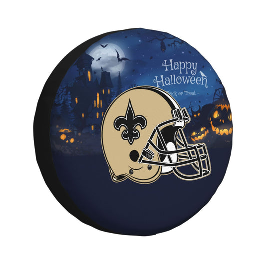 New Orleans Saints printed car tire cover Happy Halloween printed tire dust cover