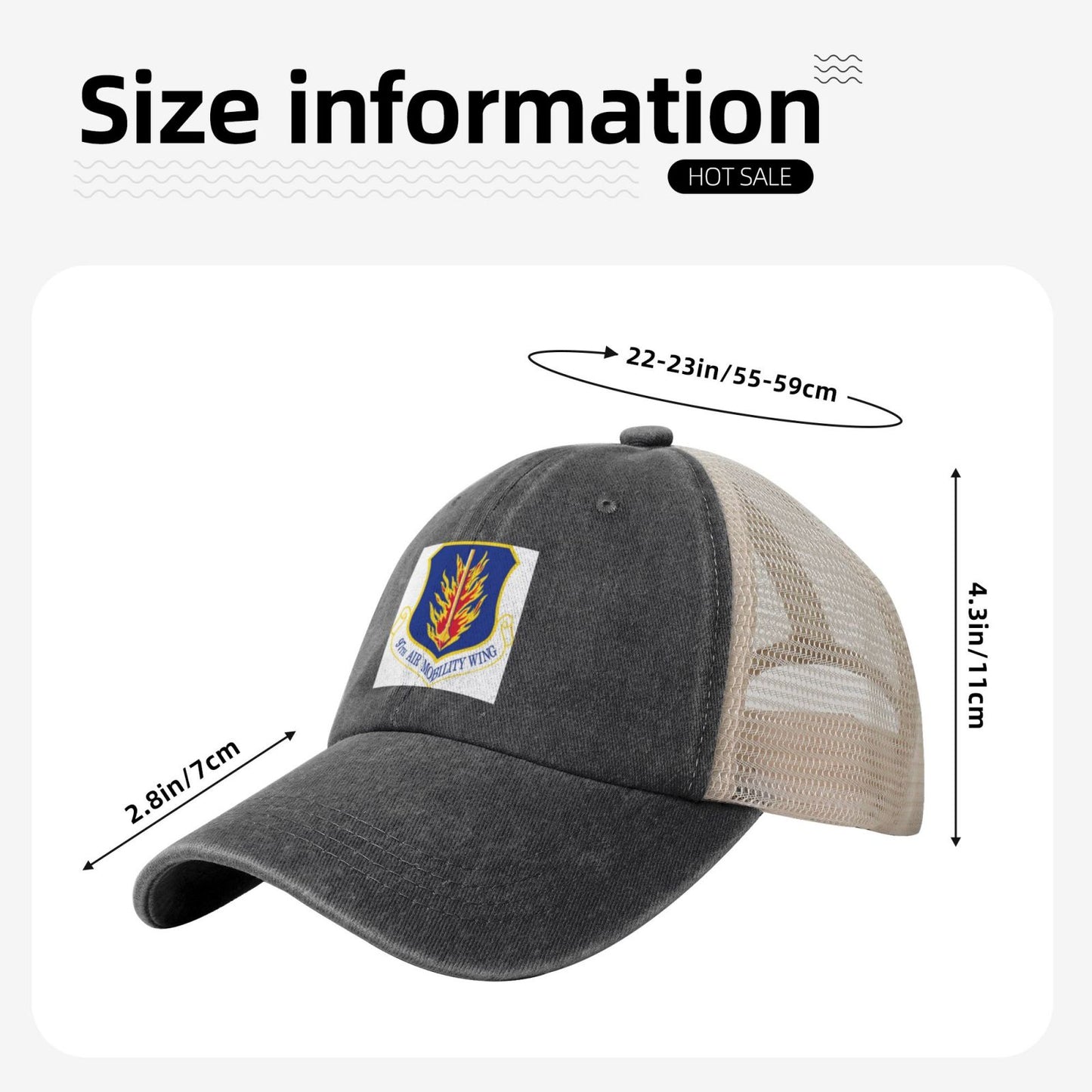 97th Air Mobility Wing Printed unisex baseball cap adjustable grid baseball cap veteran gift