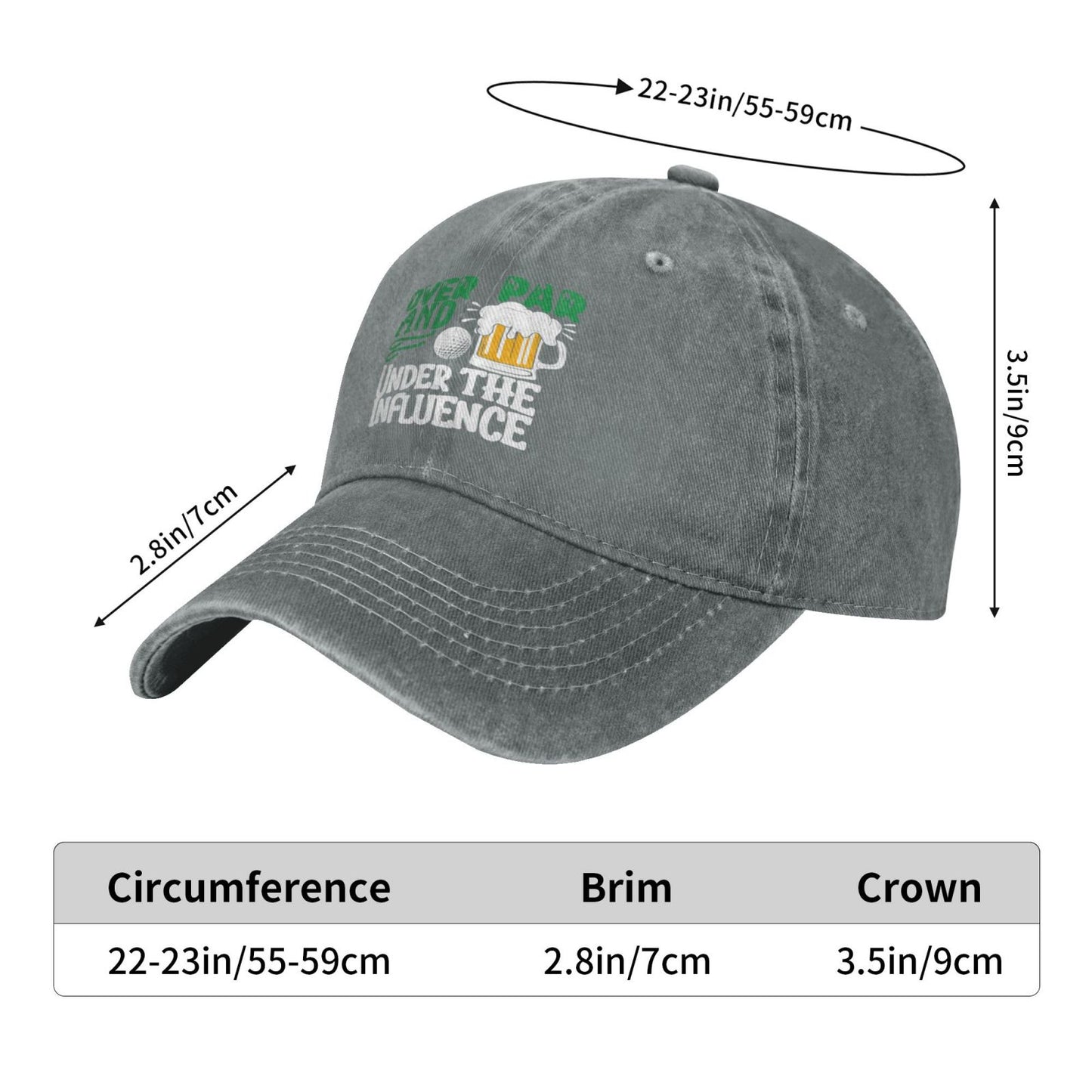 Over Par Under The Influence Golf Printed unisex baseball cap outdoor hats adjustable cap trucker gift hat
