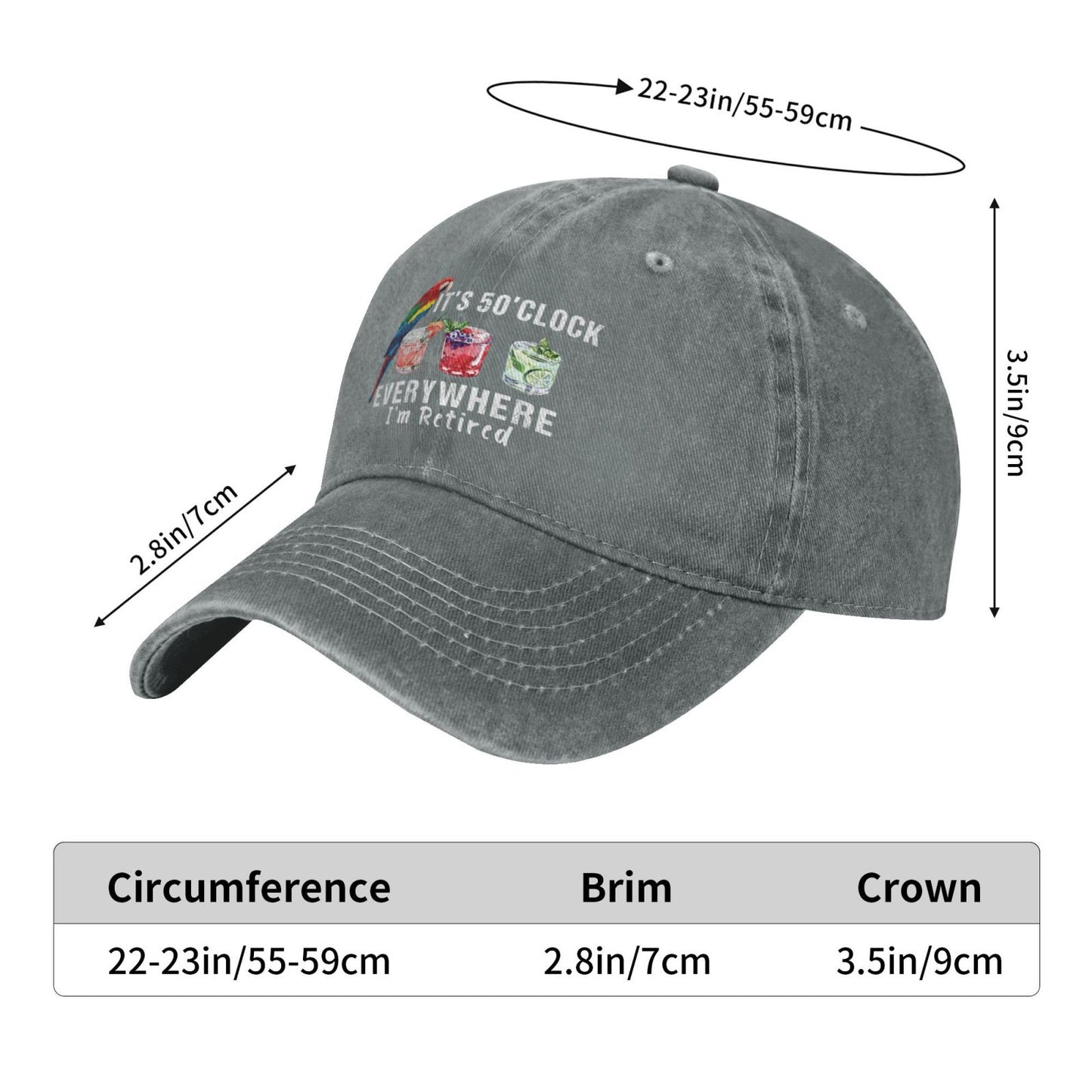 It's 5 O'clock Somewhere Printed unisex baseball cap outdoor hats adjustable cap trucker gift hat