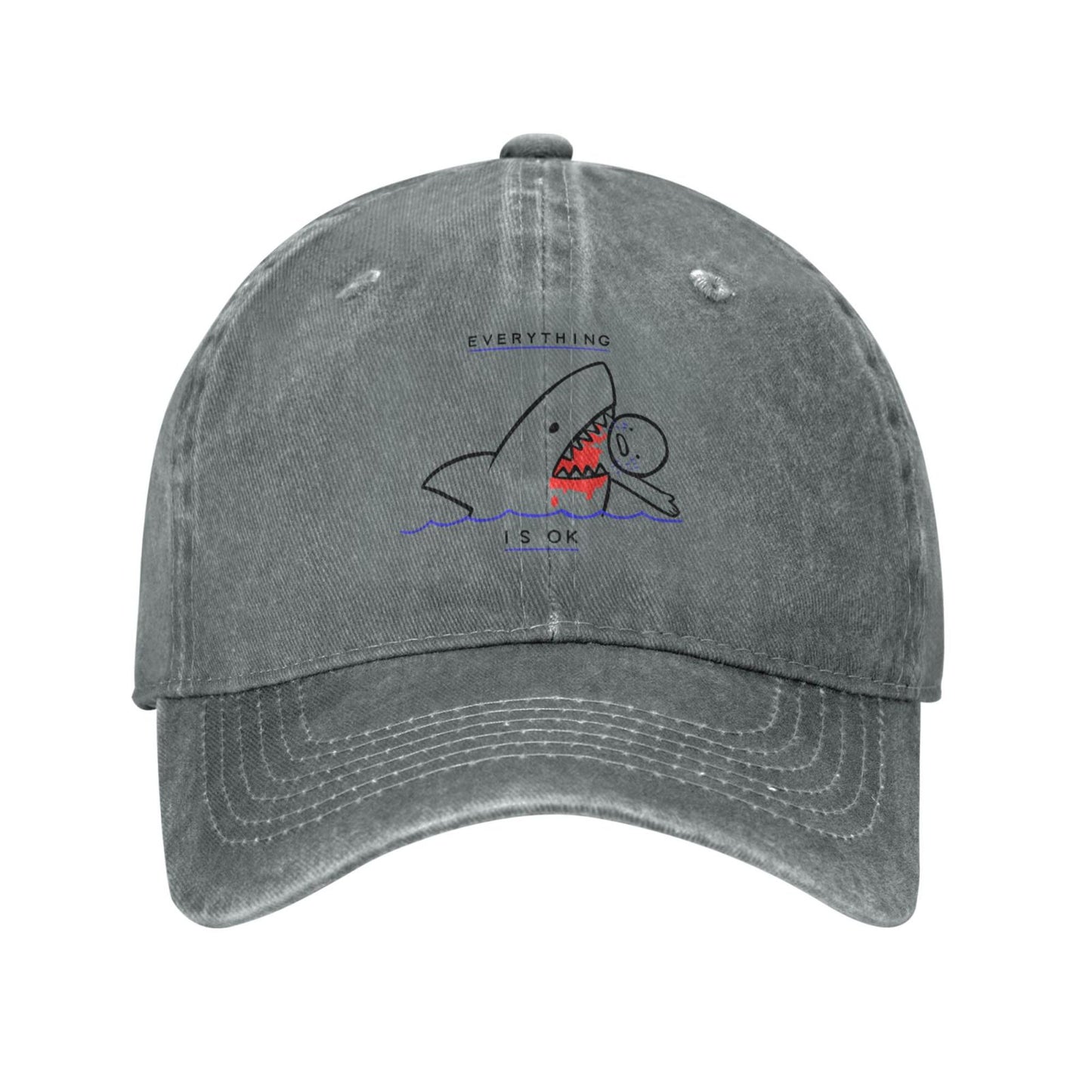 Everything Is Ok Shark Humor Printing unisex baseball cap adjustable hats Outdoor leisure hat trucker cap