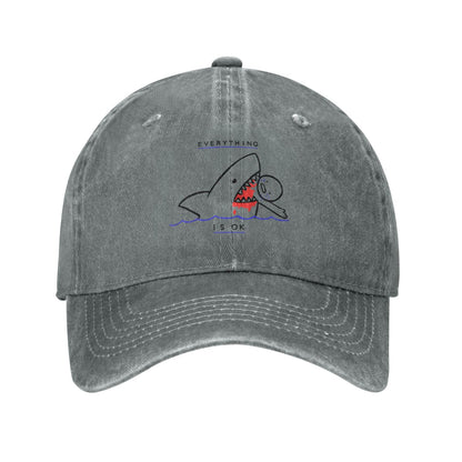 Everything Is Ok Shark Humor Printing unisex baseball cap adjustable hats Outdoor leisure hat trucker cap