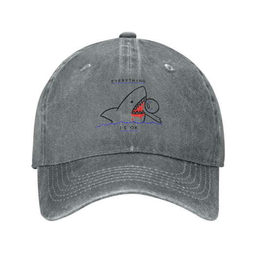 Everything Is Ok Shark Humor Printing unisex baseball cap adjustable hats Outdoor leisure hat trucker cap