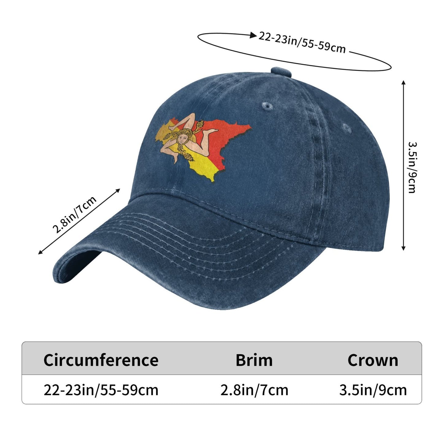 Sicily - Flag Background Printed unisex baseball cap outdoor hats adjustable cap trucker gift hat