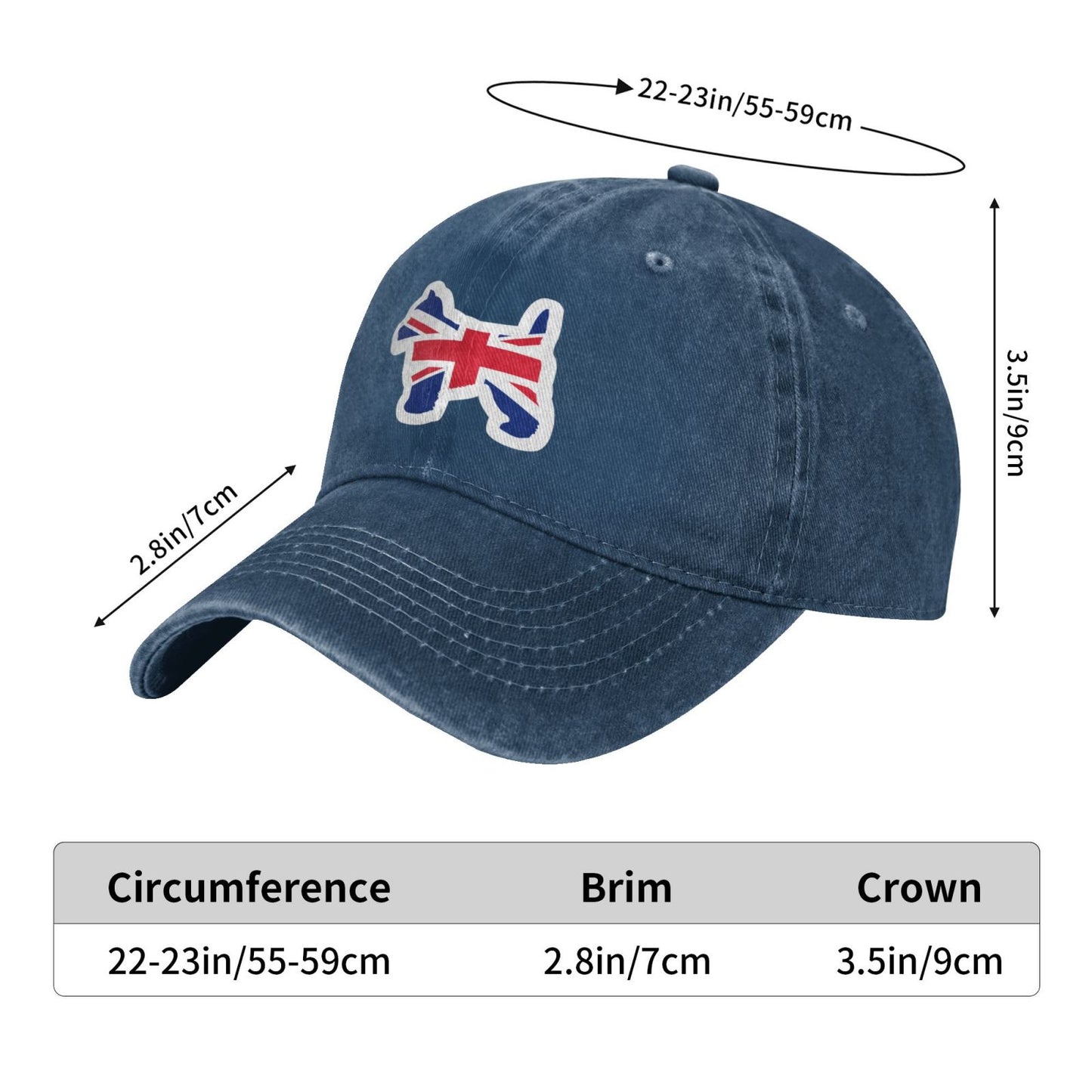 West Highland White Terrier Dog Flag Of UK Printed unisex baseball cap adjustable cap outdoor sun hats trucker hat