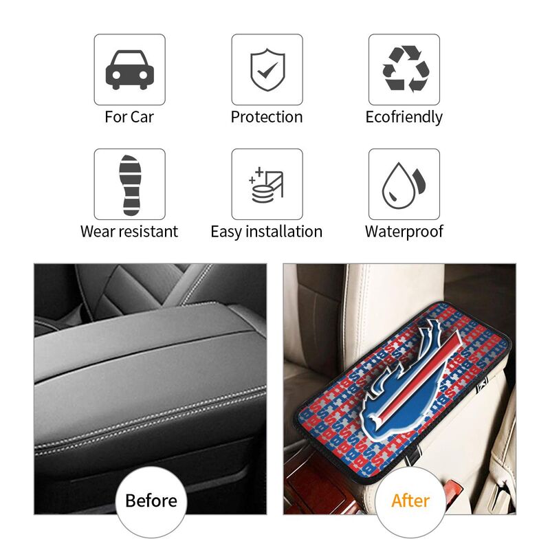 Car armrest box pad Buffalo Bills 1 Printed central armrest box cushion protective pad
