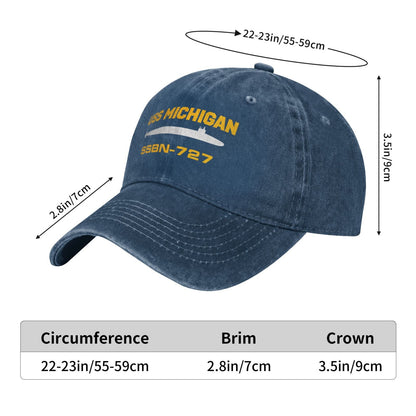USS Michigan SSBN-727 Printed unisex baseball cap adjustable cap veteran gift