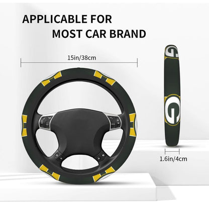 Green Bay Packers 2 Printed breathable elastic steering wheel cover anti slip cover