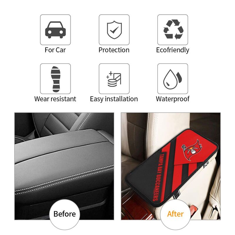 Car armrest box pad Tampa Bay Buccaneers 2 Printed center armrest box pad protective pad