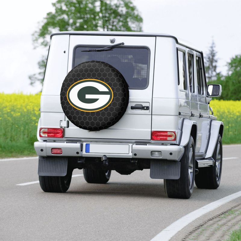 Green Bay Packers 2 Grid printed car tire cover dustproof and waterproof tire cover