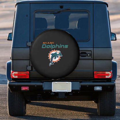 Miami Dolphins 2 Car tire protective cover waterproof and dustproof tire cover