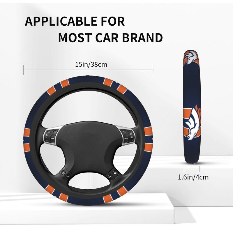 Denver Broncos 2 Printed breathable elastic steering wheel protective cover