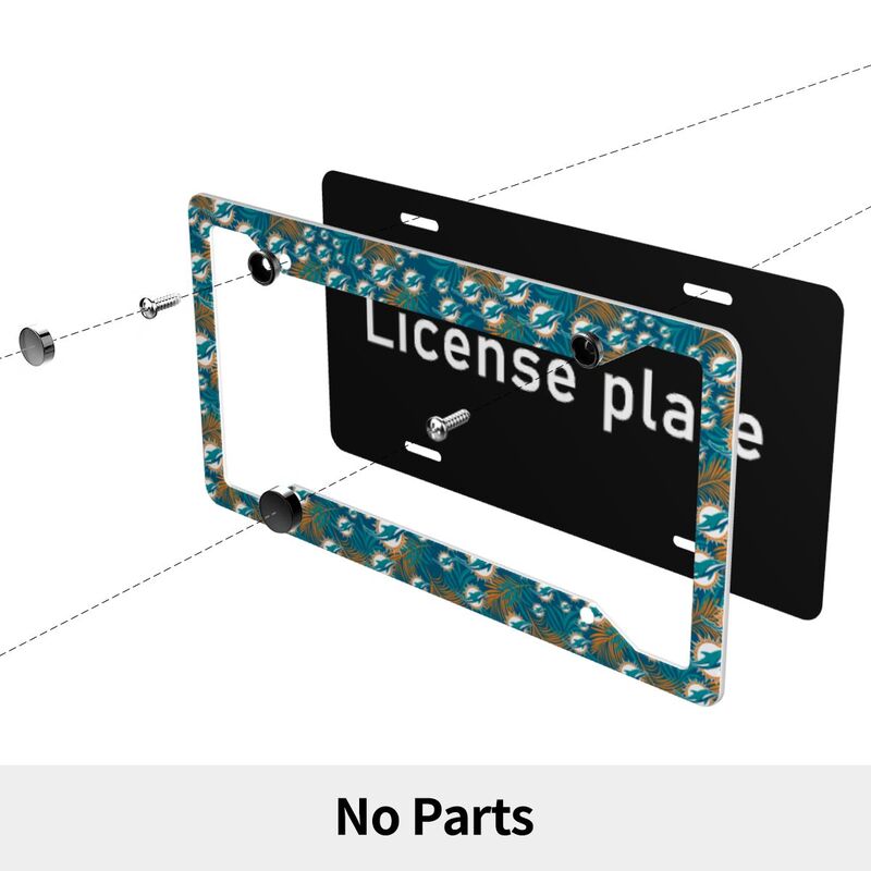 Miami Dolphins Print Car license plate frame four hole license plate holder (one pair)