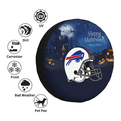 Buffalo Bills printed car tire cover Happy Halloween printed tire dust cover
