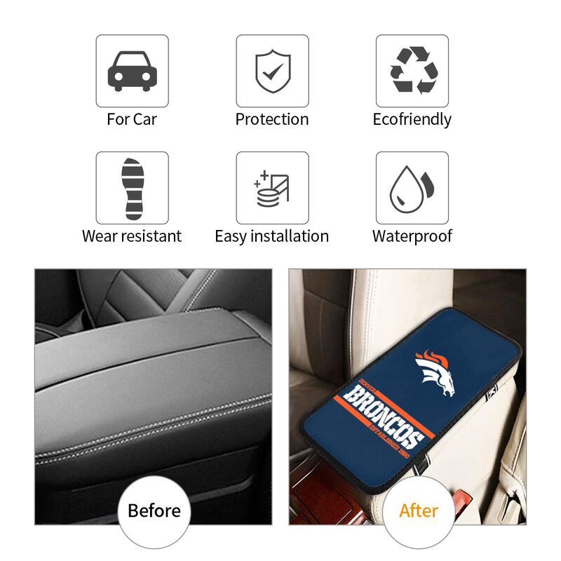 Denver Broncos Printed car armrest box pad Protective pad