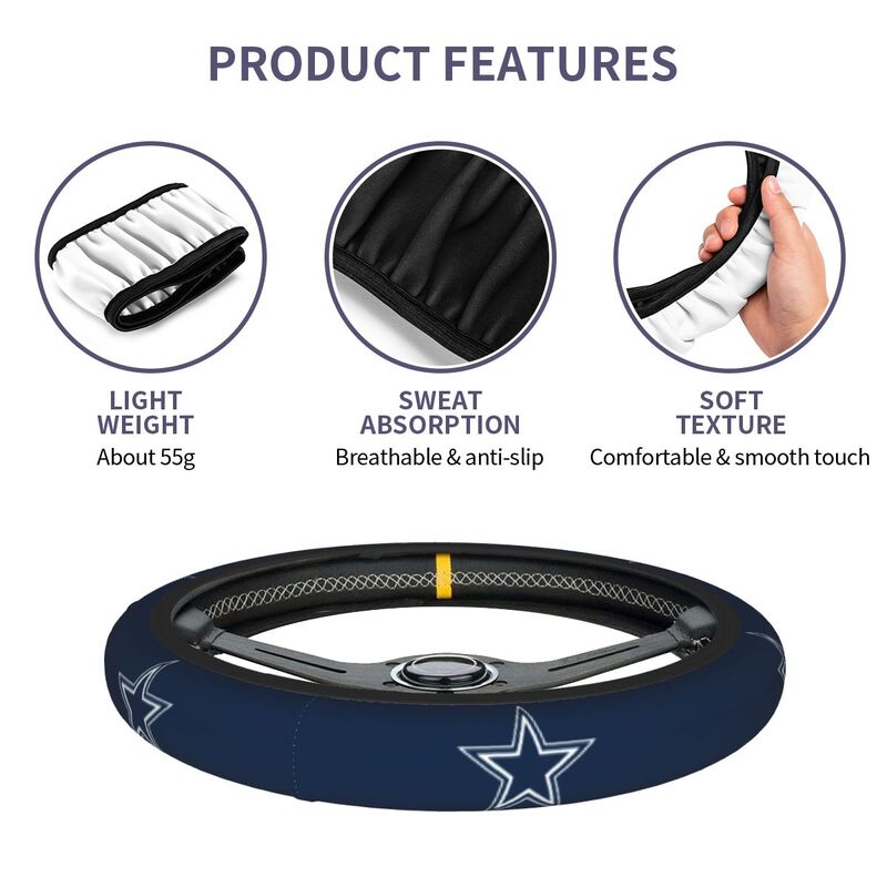 Dallas Cowboys 5 Printed elastic steering wheel cover anti slip breathable