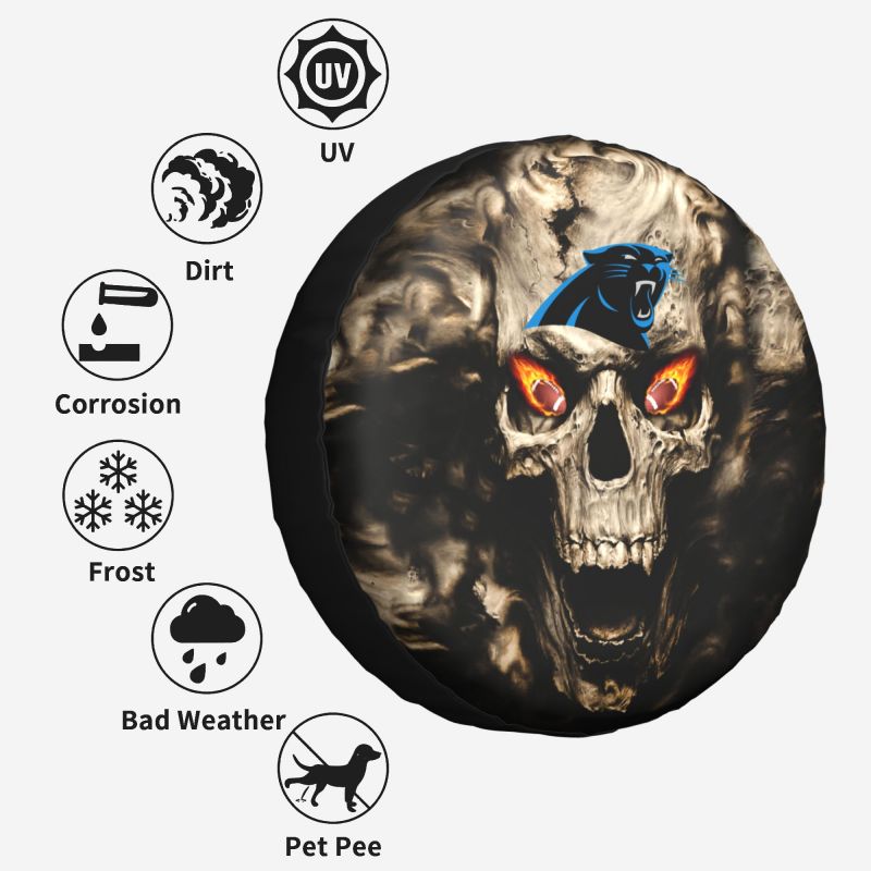 Carolina Panthers print Skull print car tire cover tire dust cover