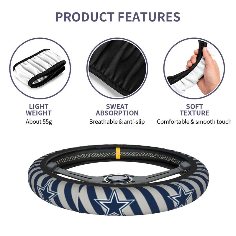 Dallas Cowboys 1 Printed breathable elastic steering wheel anti slip cover