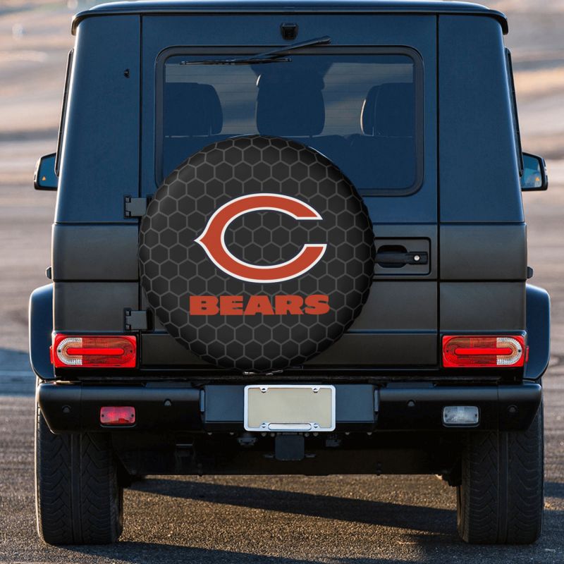 Chicago Bears Grid printed car tire cover dustproof and waterproof tire cover