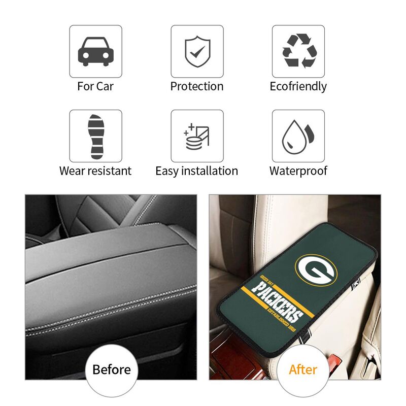 Green Bay Packers Printed car armrest box pad Protective pad