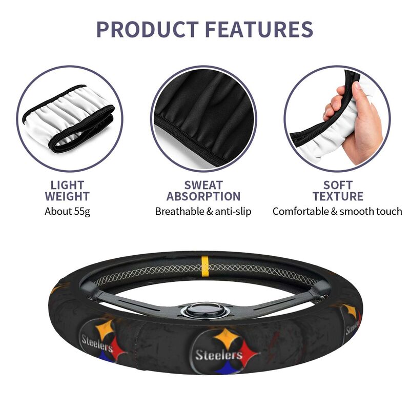 Pittsburgh Steelers 5 Printed breathable anti slip cover elastic steering wheel cover